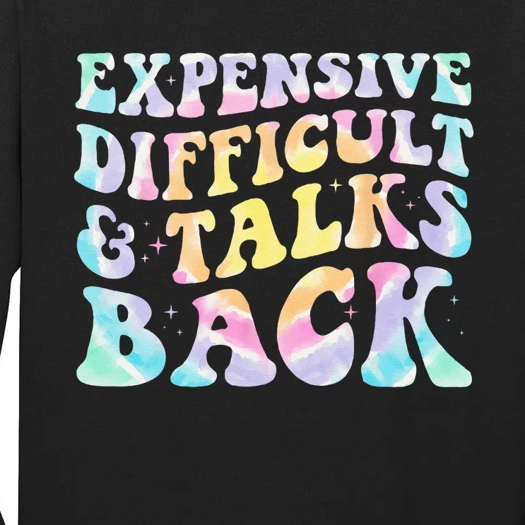 Expensive Difficult And Talks Back Groovy Women Mothers Day Tall Long Sleeve T-Shirt