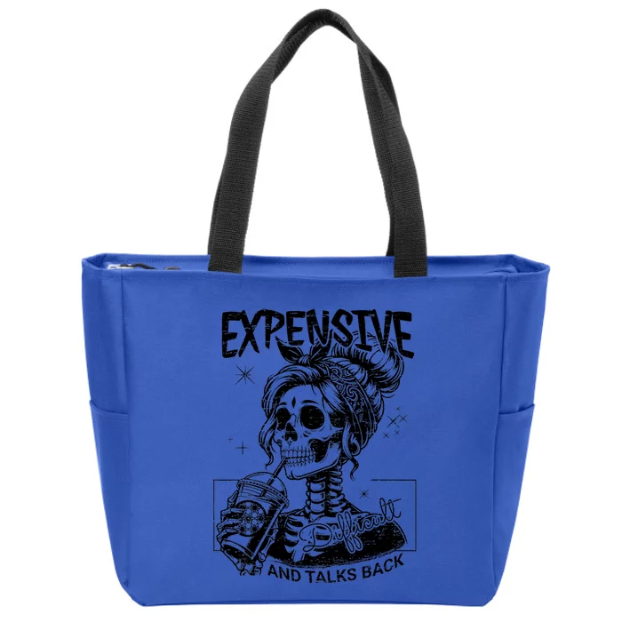 Expensive Difficult And Talks Back Skeleton Mothers Day Zip Tote Bag