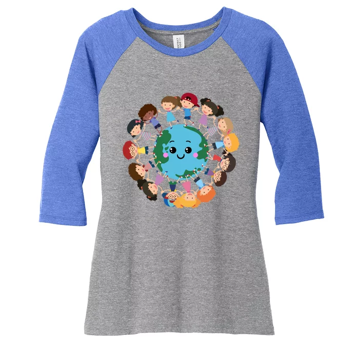 Earth Day Around Earth Advocate Nature Environt Gift Women's Tri-Blend 3/4-Sleeve Raglan Shirt