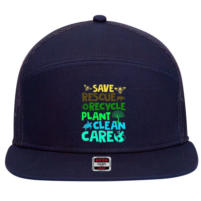 Earth Day April 22 Clean Earth Save Planets Rescue Animals 7 Panel Mesh Trucker Snapback Hat