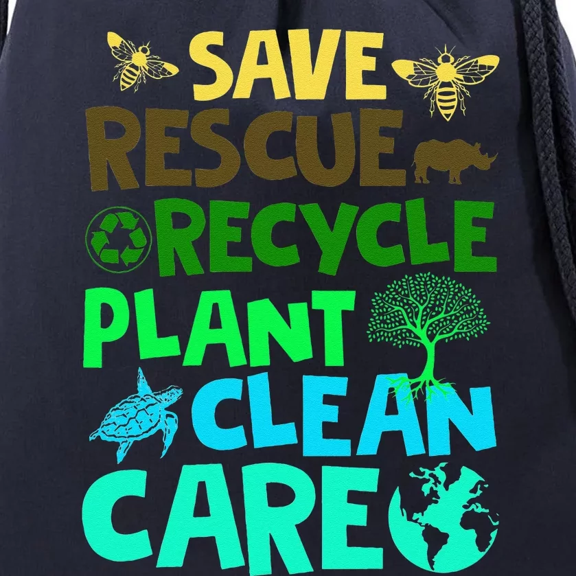 Earth Day April 22 Clean Earth Save Planets Rescue Animals Drawstring Bag