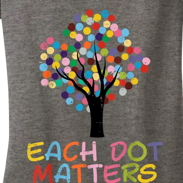 Each Dot Art Matters Tree Dots Day Women's V-Neck T-Shirt