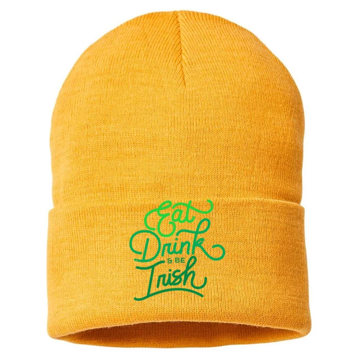 Eat Drink And Be Irish Festive St Patrick's Day Sustainable Knit Beanie