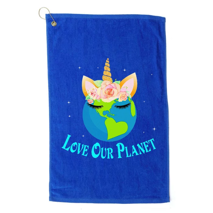 Earth Day Awareness Unicorn Face Platinum Collection Golf Towel