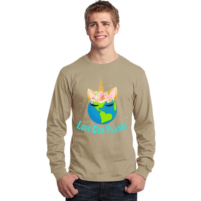 Earth Day Awareness Unicorn Face Tall Long Sleeve T-Shirt