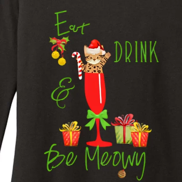 Eat Drink And Be Meowy Christmas Womens CVC Long Sleeve Shirt