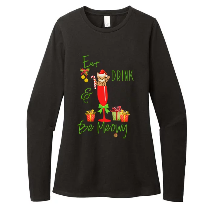 Eat Drink And Be Meowy Christmas Womens CVC Long Sleeve Shirt