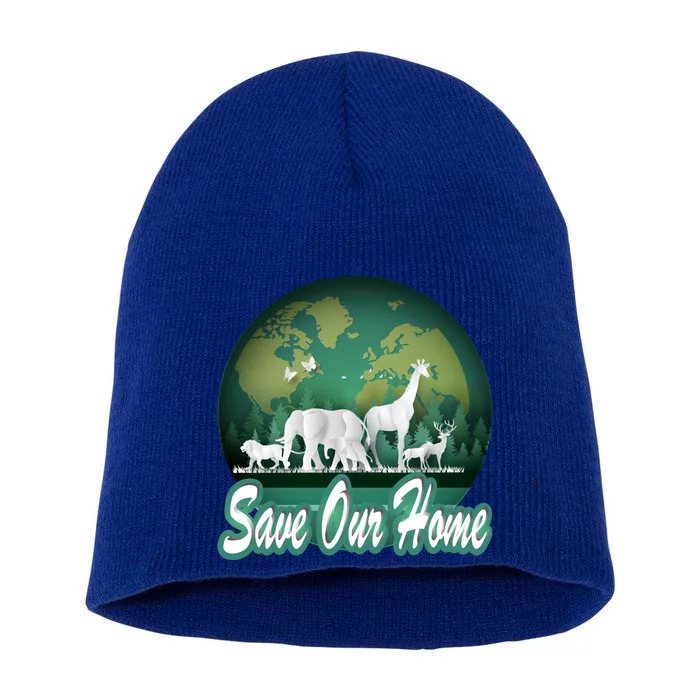 Earth Day Animals Wildlife Conservation Save Our Home Funny Gift Cute Gift Short Acrylic Beanie