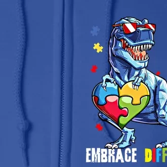 Embrace Differences Asd Spectrum Dinosaur Autism Awareness Gift Full Zip Hoodie