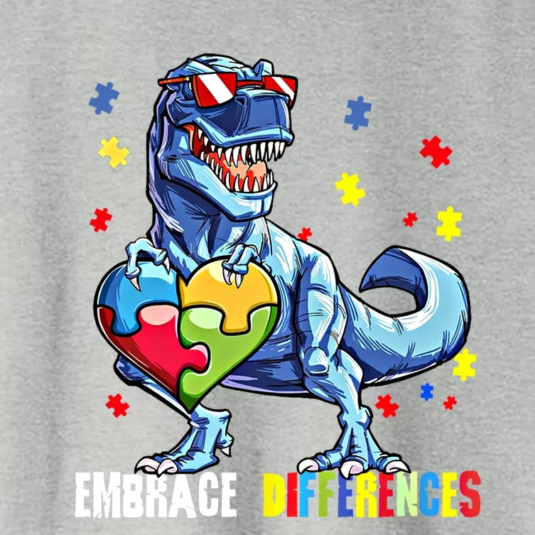 Embrace Differences Asd Spectrum Dinosaur Autism Awareness Gift Women's Crop Top Tee