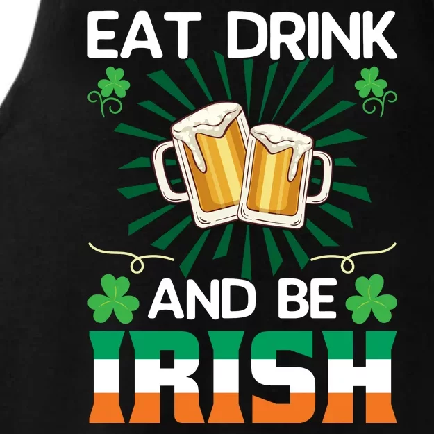 Eat Drink And Be Irish St Patricks Day Ladies Tri-Blend Wicking Tank