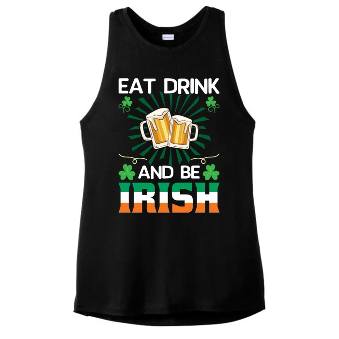 Eat Drink And Be Irish St Patricks Day Ladies Tri-Blend Wicking Tank