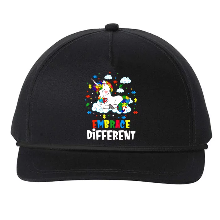 Embrace Differences Autism Awareness Unicorn Gift Snapback Five-Panel Rope Hat