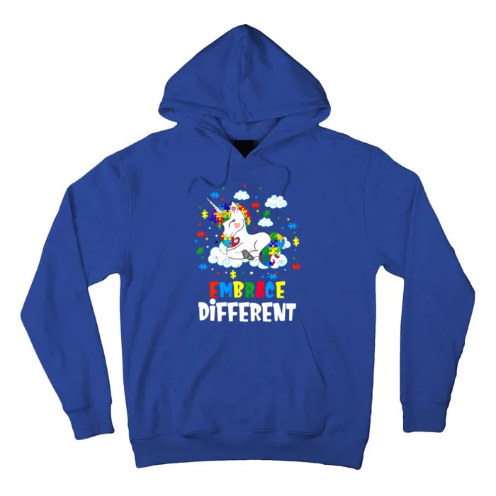 Embrace Differences Autism Awareness Unicorn Gift Tall Hoodie