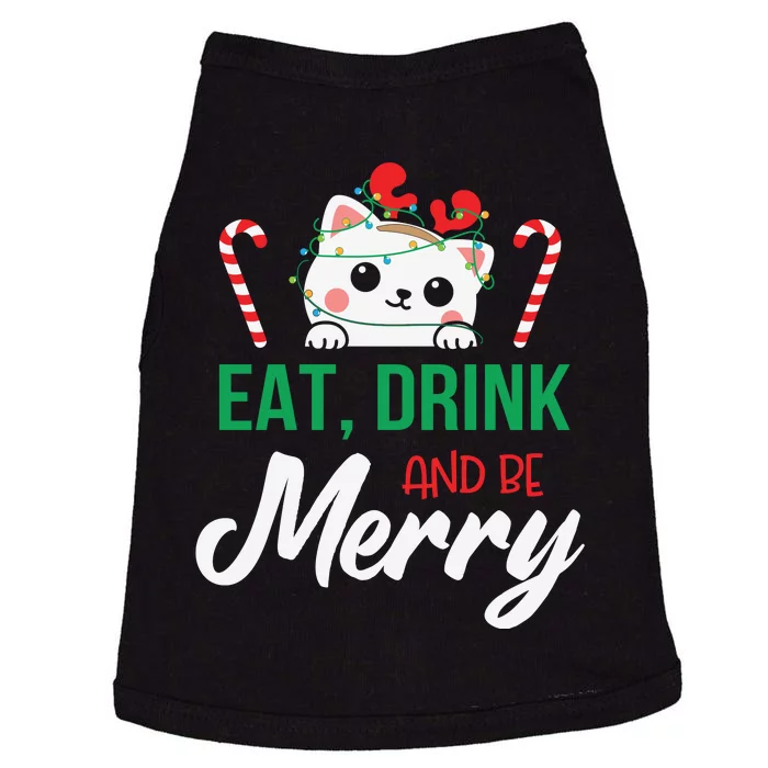 Eat Drink And Be Meowy Merry Christmas Doggie Tank