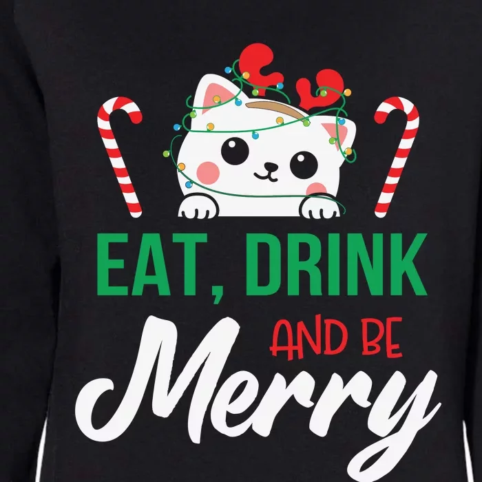 Eat Drink And Be Meowy Merry Christmas Womens California Wash Sweatshirt