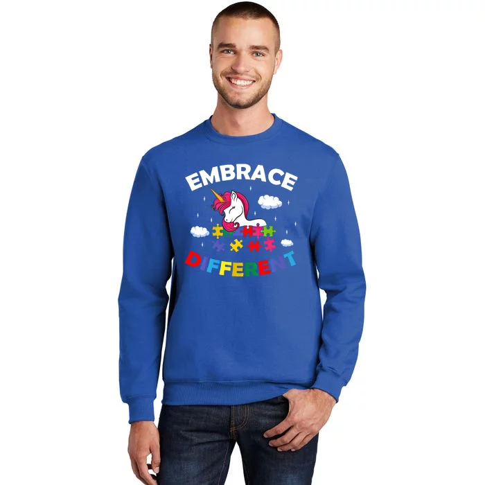 Embrace Different Autism Awareness Unicorn Gift Tall Sweatshirt