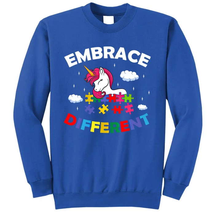 Embrace Different Autism Awareness Unicorn Gift Tall Sweatshirt