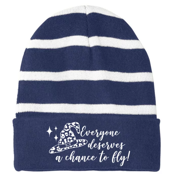 Everyone Deserves A Chance To Fly Witch Halloween Striped Beanie with Solid Band