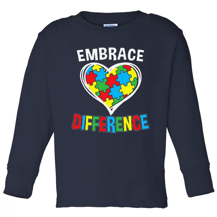 Embrace Differences Autism Mom Mama Autism Awareness Toddler Long Sleeve Shirt