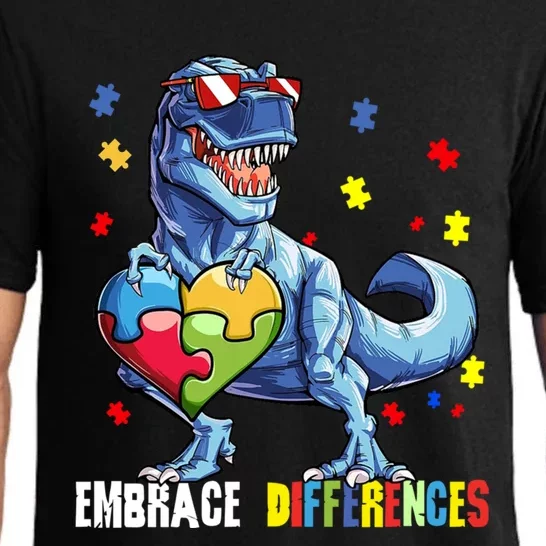 Embrace Differences Asd Spectrum Dinosaur Autism Awareness Gift Pajama Set