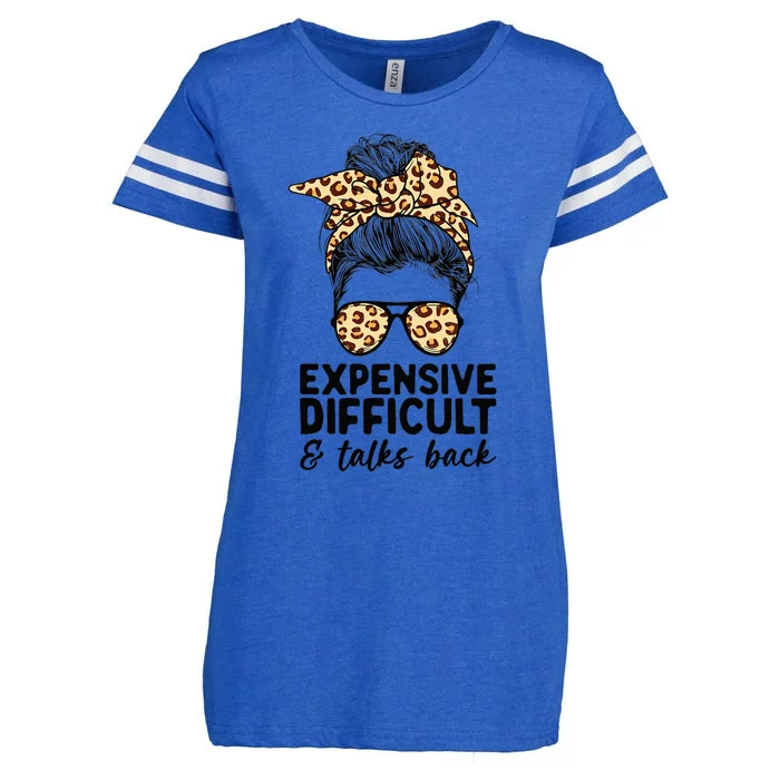 Expensive Difficult And Talks Back Messy Bun Enza Ladies Jersey Football T-Shirt