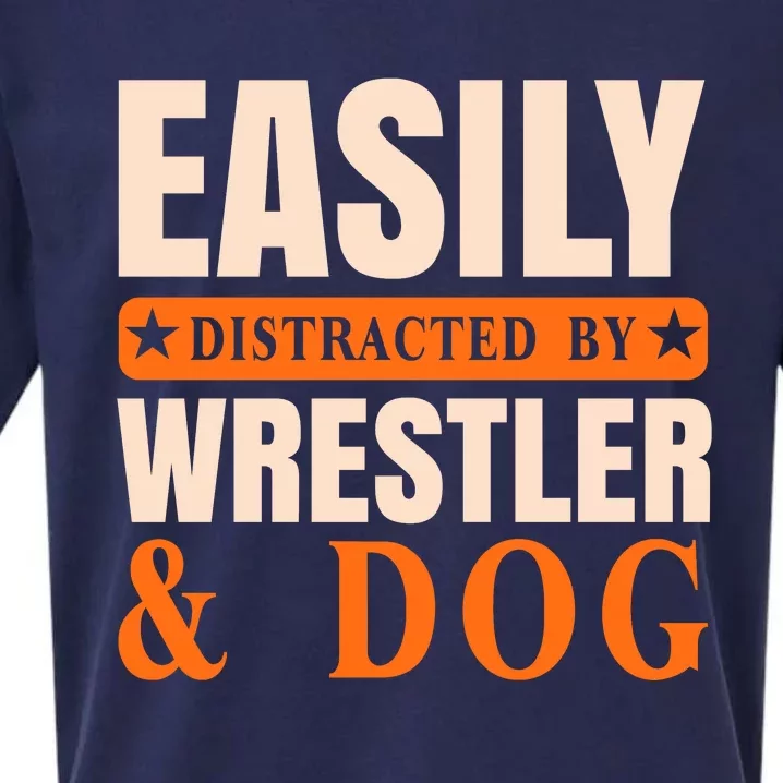 Easily Distracted By Wrestler And Dog Sueded Cloud Jersey T-Shirt