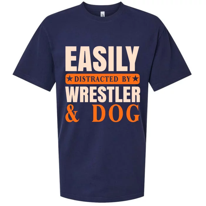 Easily Distracted By Wrestler And Dog Sueded Cloud Jersey T-Shirt