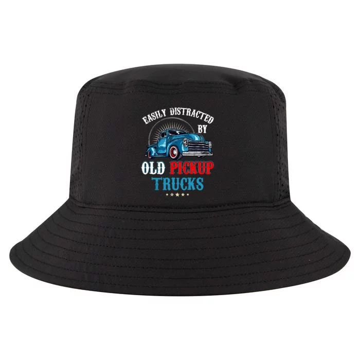 Easily Distracted By Old Pickup Trucks Quote Trucker Driver Cool Comfort Performance Bucket Hat