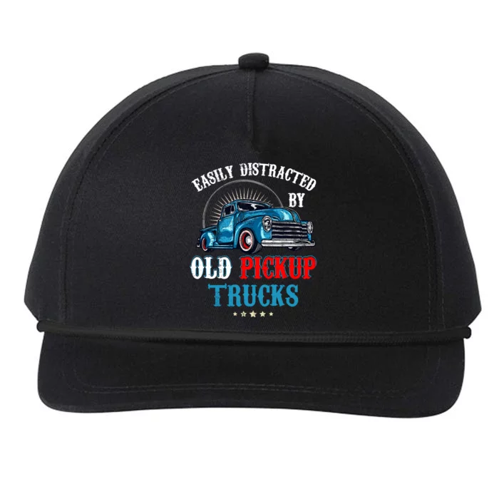 Easily Distracted By Old Pickup Trucks Quote Trucker Driver Snapback Five-Panel Rope Hat