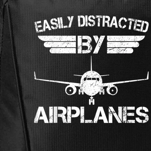 Easily Distracted By Airplanes Aviation Pilot Airplane Lover City Backpack