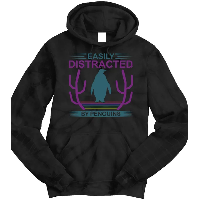 Easily Distracted By Penguins Tie Dye Hoodie