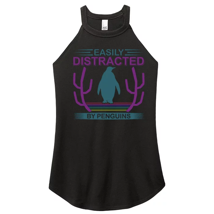 Easily Distracted By Penguins Women’s Perfect Tri Rocker Tank