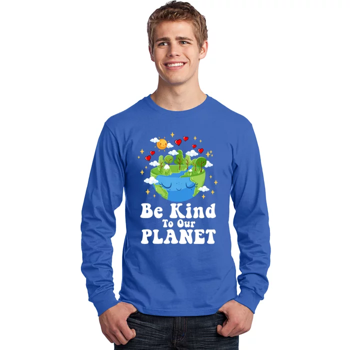 Earth Day Be Kind To Our Planet Retro Vintage Cute Earth Day Great Gift Long Sleeve Shirt