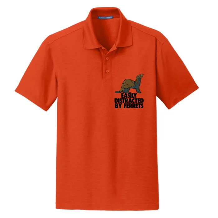 Easily Distracted By Ferregift Funny Ferret Lovers Gift Dry Zone Grid Performance Polo