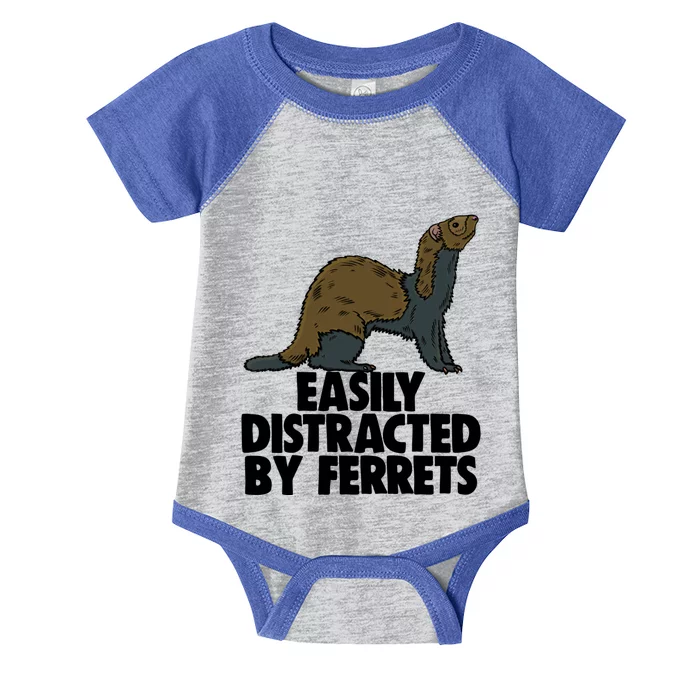 Easily Distracted By Ferregift Funny Ferret Lovers Gift Infant Baby Jersey Bodysuit