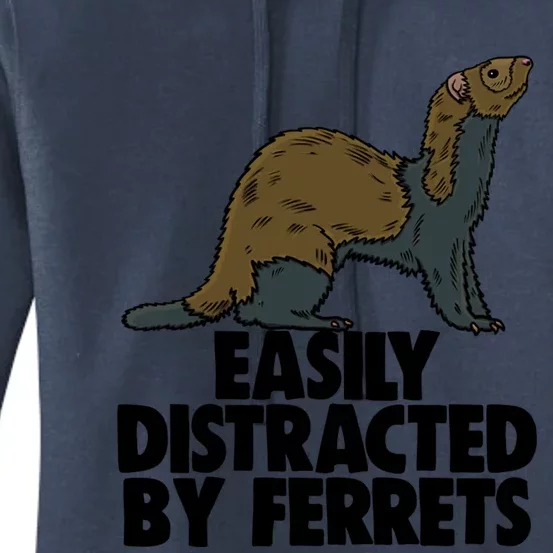 Easily Distracted By Ferregift Funny Ferret Lovers Gift Women's Pullover Hoodie