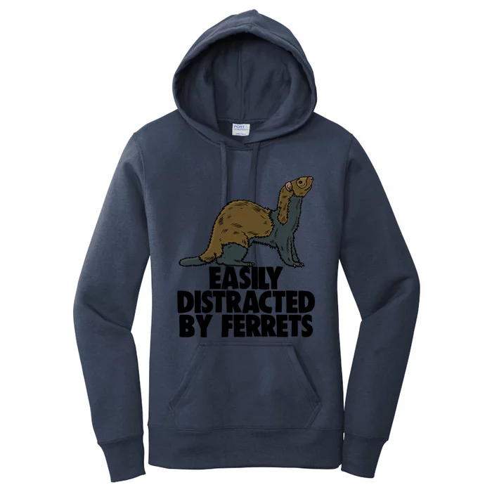 Easily Distracted By Ferregift Funny Ferret Lovers Gift Women's Pullover Hoodie