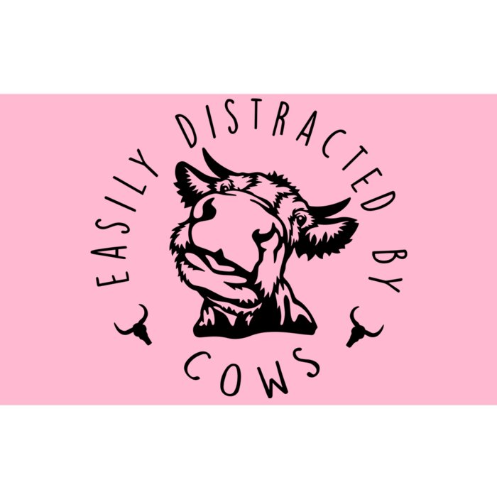 Easily Distracted By Cows Funny Cow Bumper Sticker