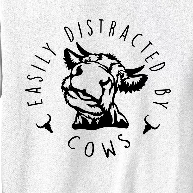 Easily Distracted By Cows Funny Cow Sweatshirt