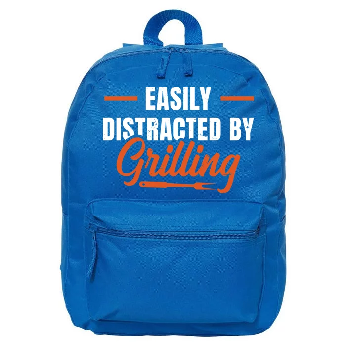 Easily Distraced By Grilling Barbecue Grill Master Steak Bbq Gift 16 in Basic Backpack