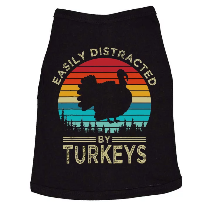 Easily Distracted By Turkeys Vintage Funny Turkey Doggie Tank