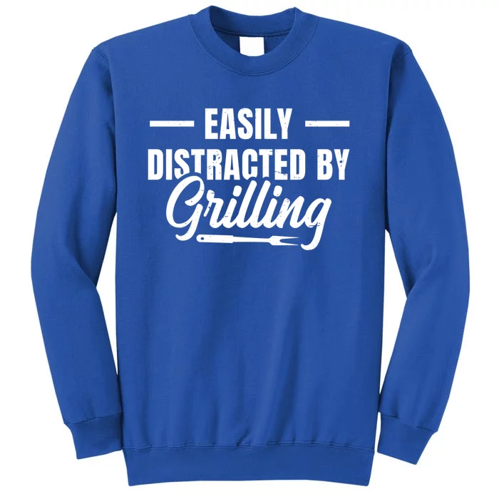 Easily Distraced By Grilling Barbecue Grill Master Steak Bbq Gift Sweatshirt