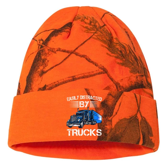 Easily Distracted By Trucks Semi Trailer Trucks Driver Funny Kati - 12in Camo Beanie