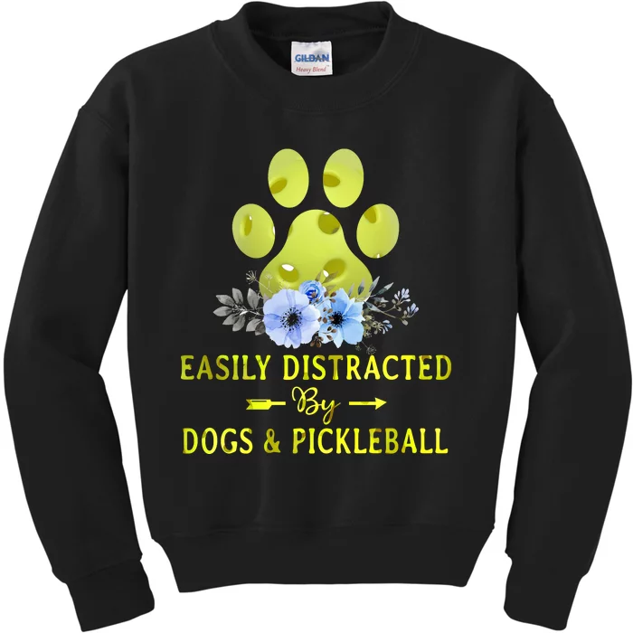 EASILY DISTRACTED BY DOGS & PICKLEBALL LQT Kids Sweatshirt