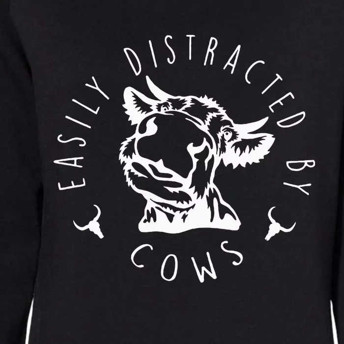 Easily Distracted By Cows Womens California Wash Sweatshirt