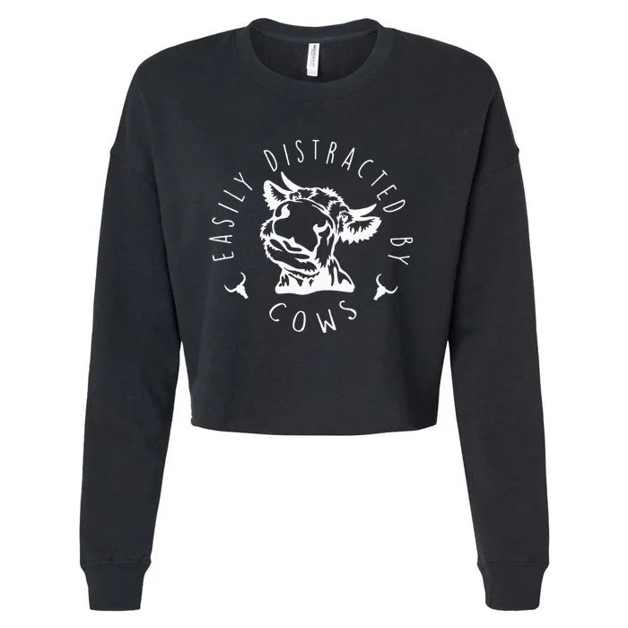 Easily Distracted By Cows Cropped Pullover Crew