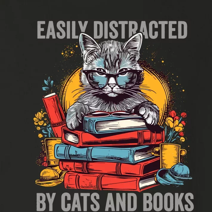 Easily Distracted By Cats And Books Book Lovers Toddler Long Sleeve Shirt