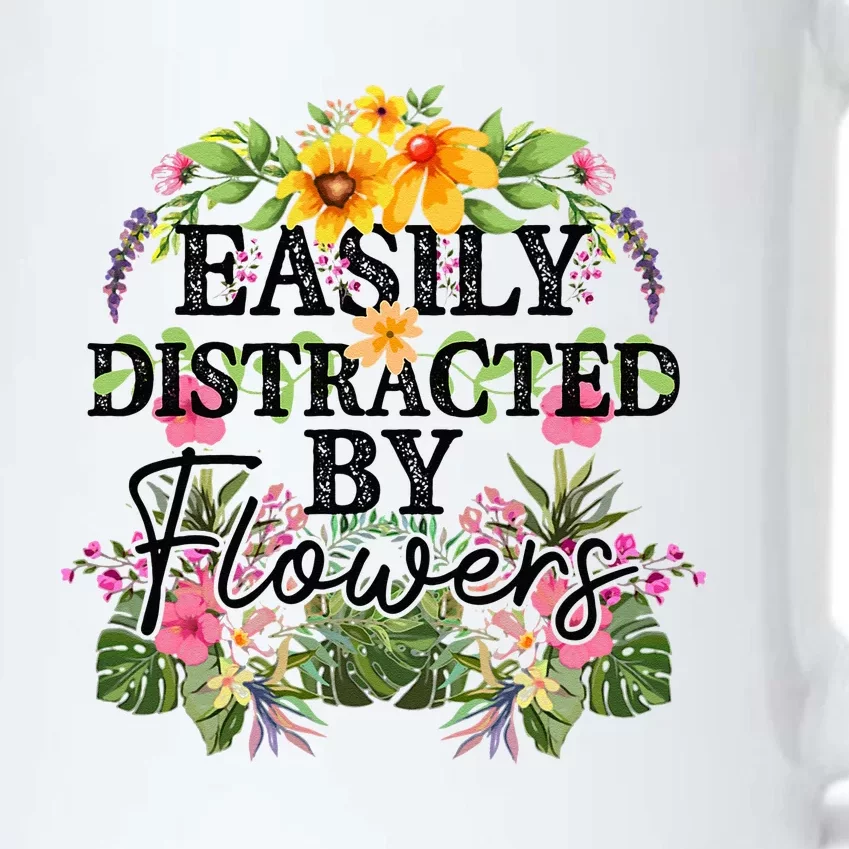 Easily Distracted By Flowers Plant Lover Gardener Gift Black Color Changing Mug