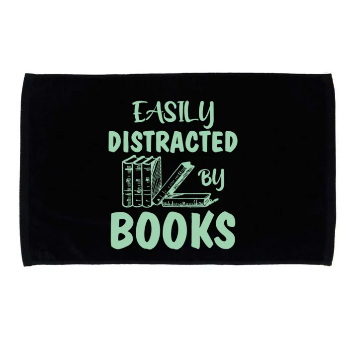 Easily Distracted By Books Bookaholic Bookworm Reading Gift Microfiber Hand Towel